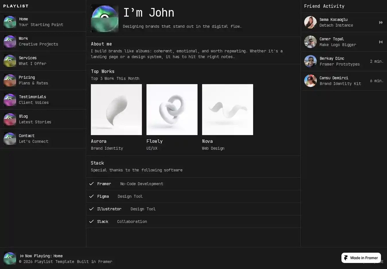 Playlist home page on desktop
