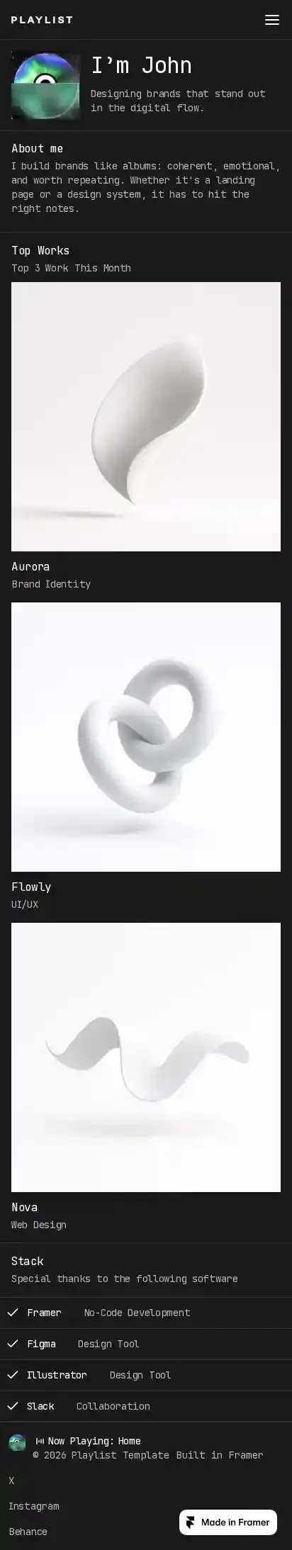 Playlist home page on mobile