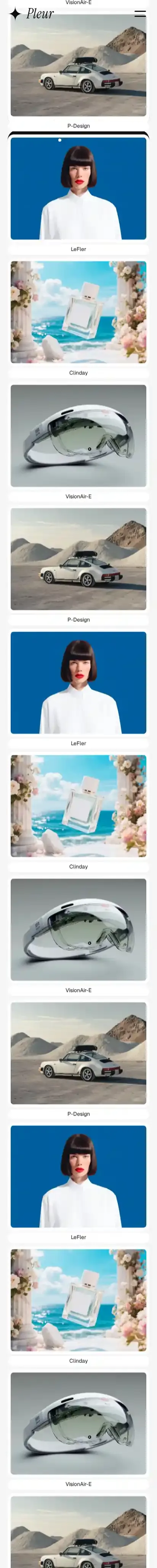 Pleur home page on mobile
