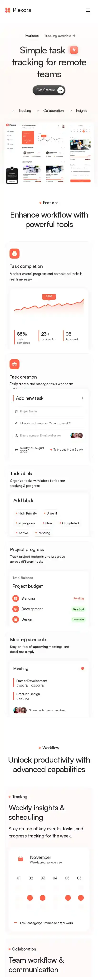 Plexora home page on mobile