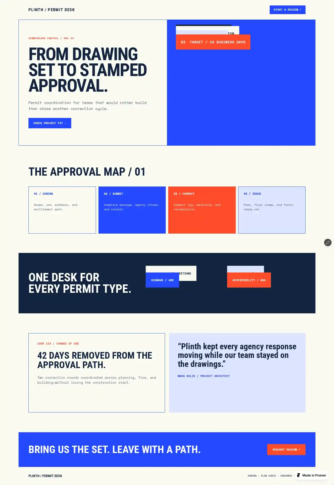 Plinth Permit home page on desktop
