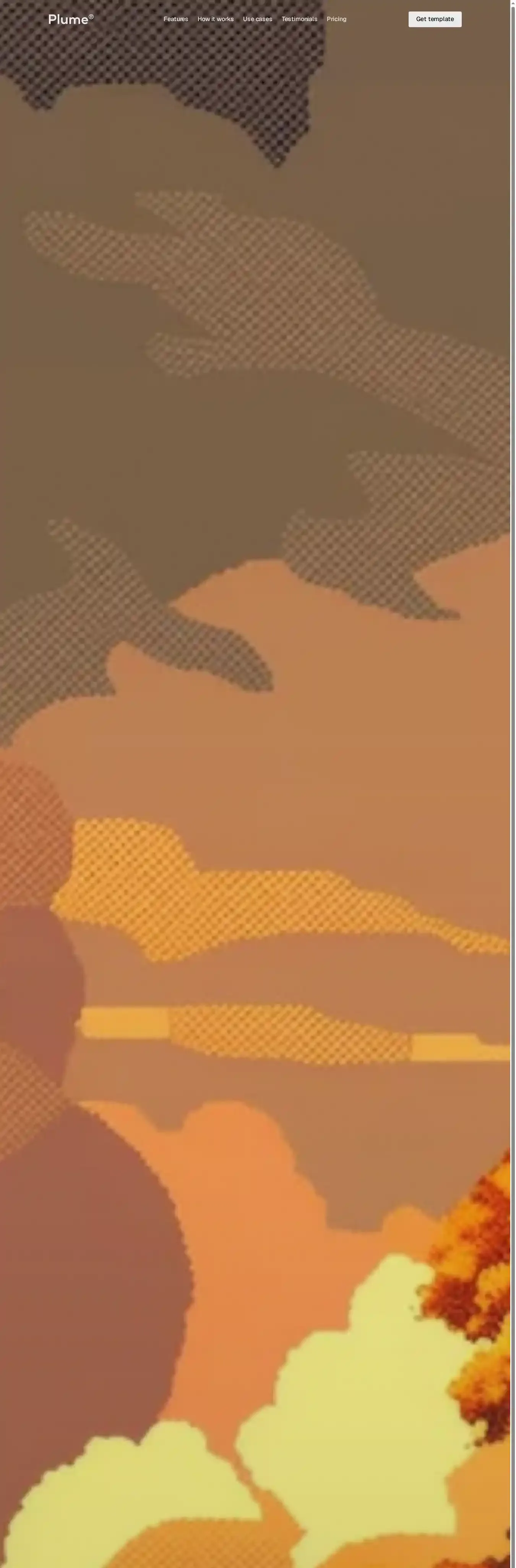 Plume home page on desktop