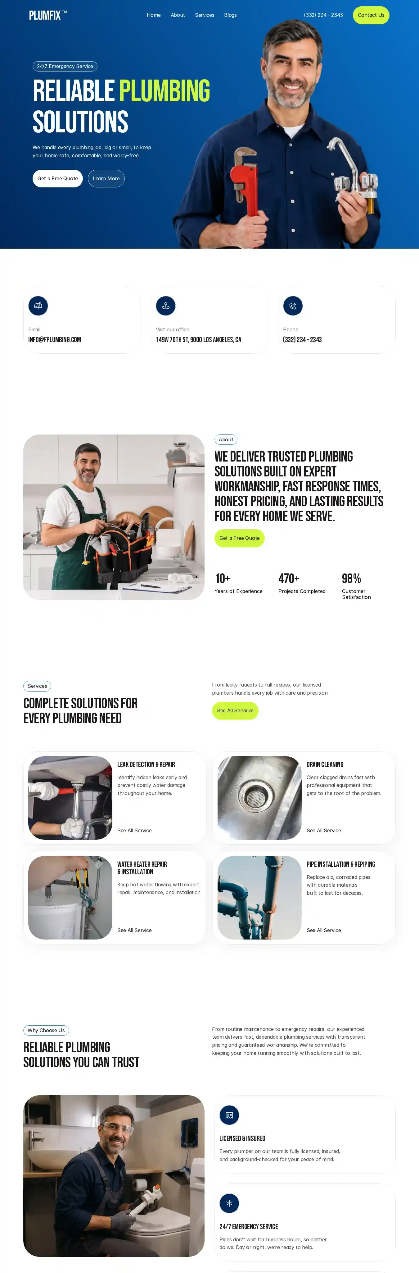 PlumFixx home page on desktop