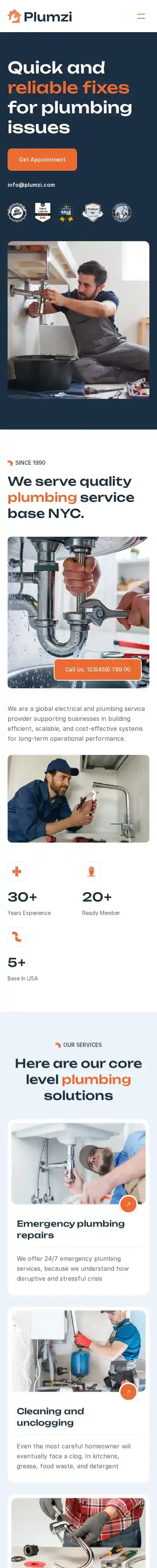 Plumzi home page on mobile