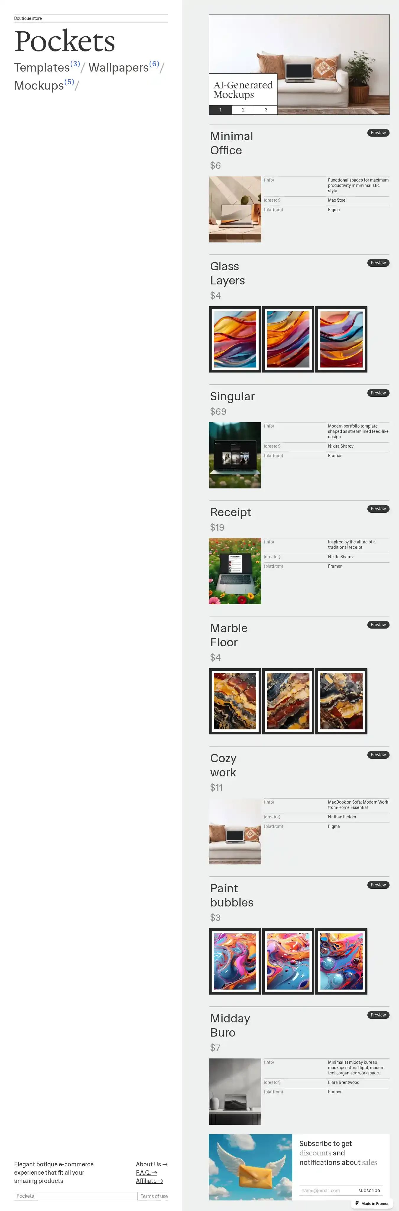 Pockets home page on desktop