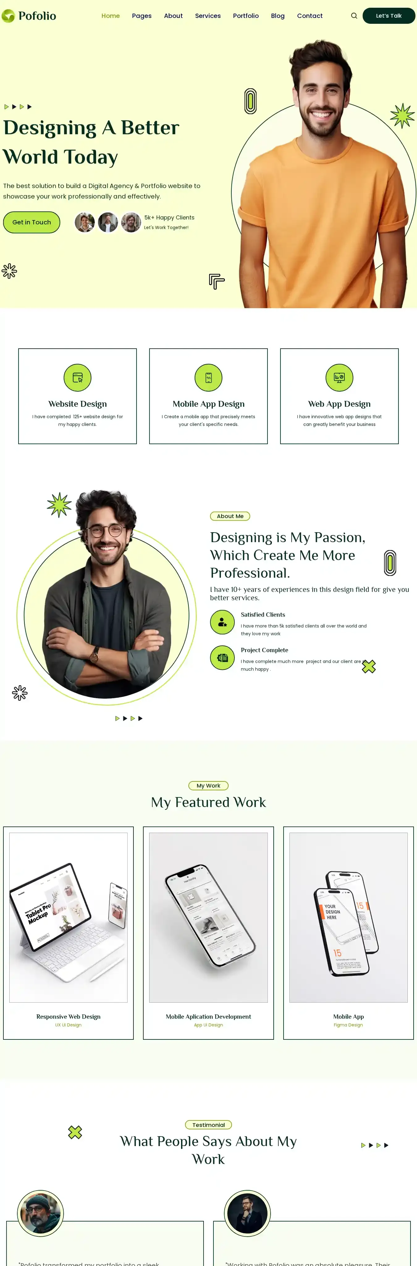 Pofolio home page on desktop