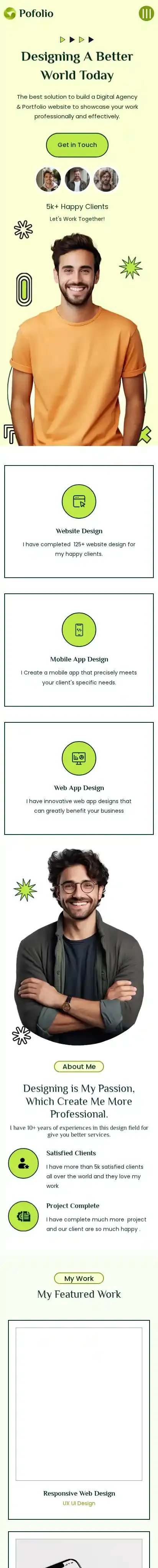 Pofolio home page on mobile