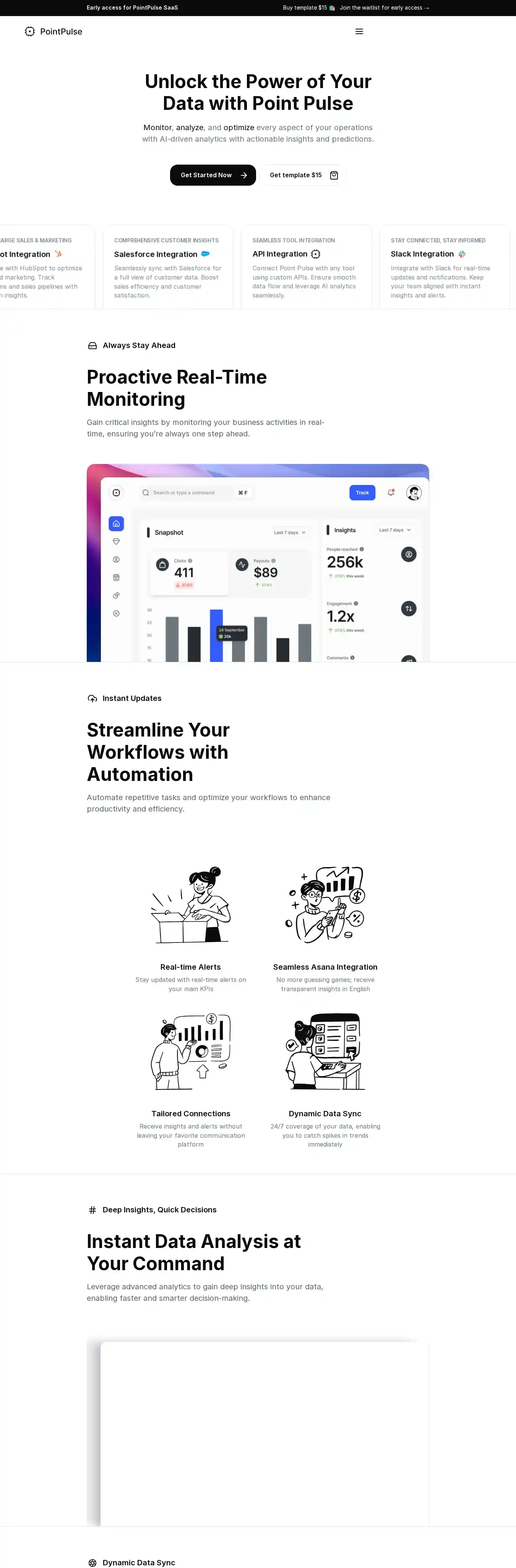 PointPulse home page on desktop