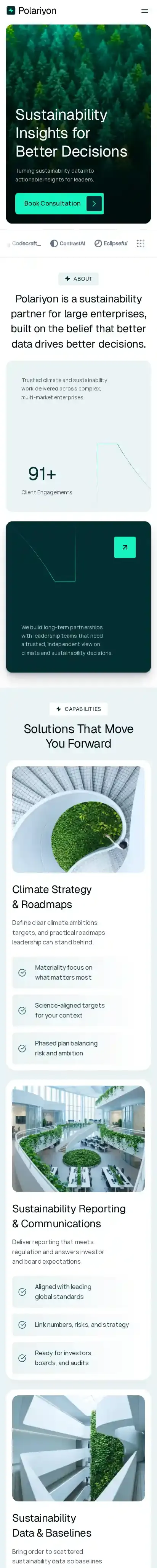Polariyon home page on mobile
