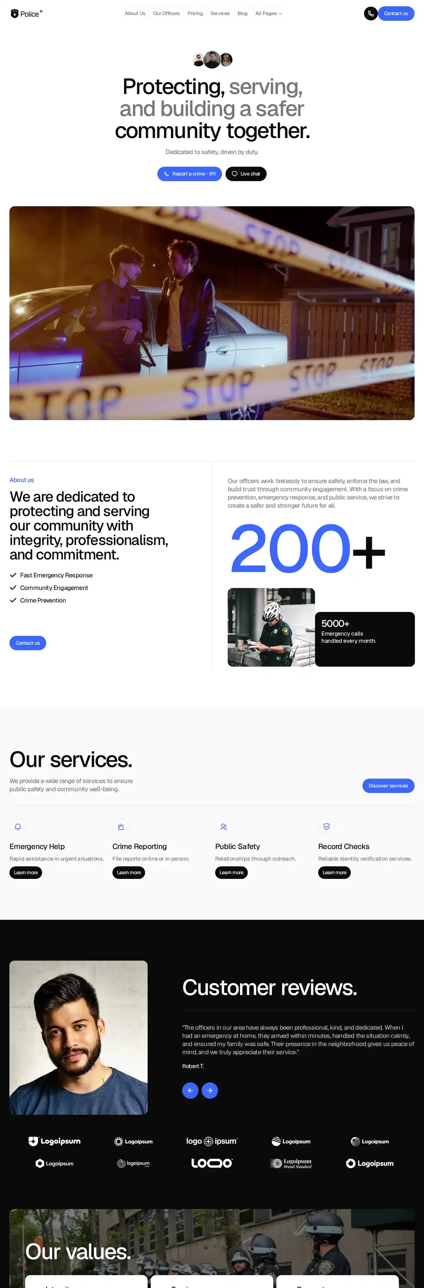 Police home page on desktop