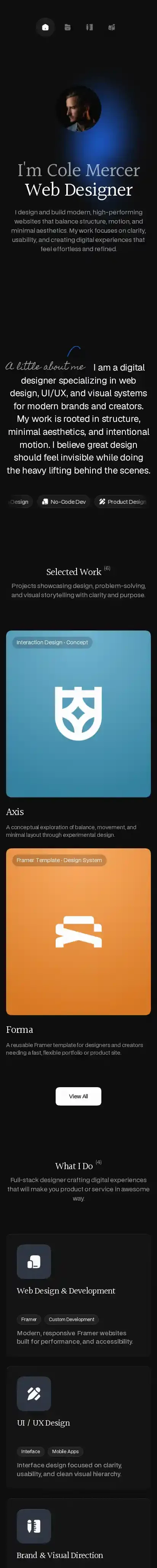 Polished home page on mobile