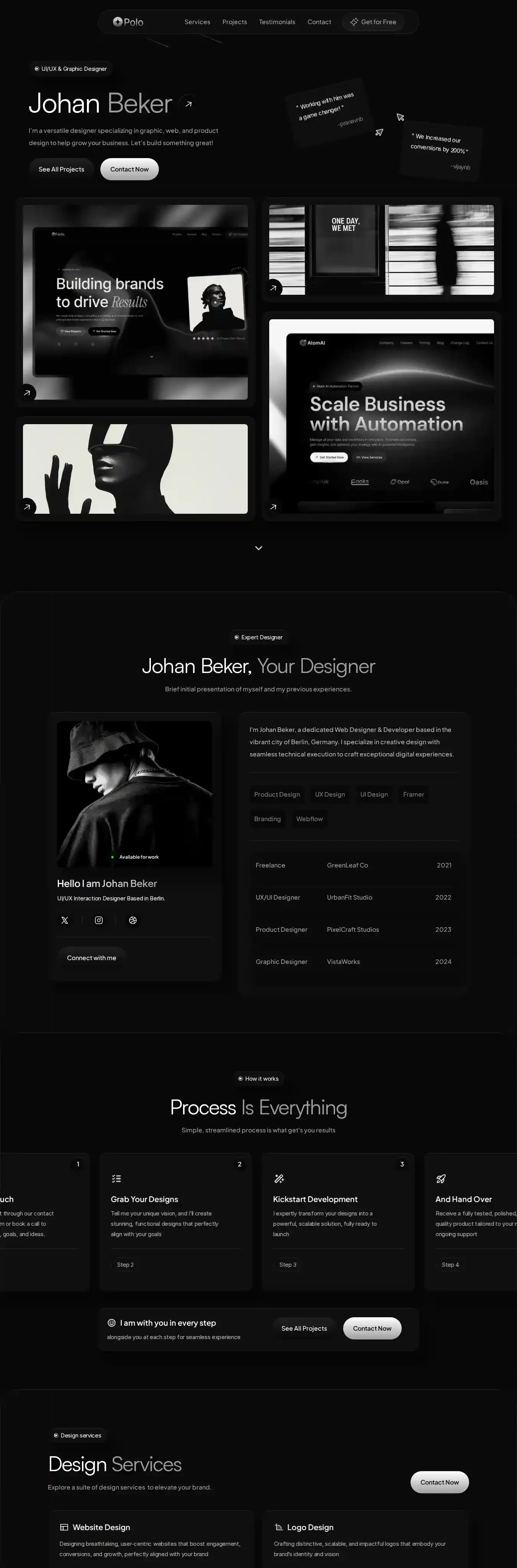 Polo home page on desktop