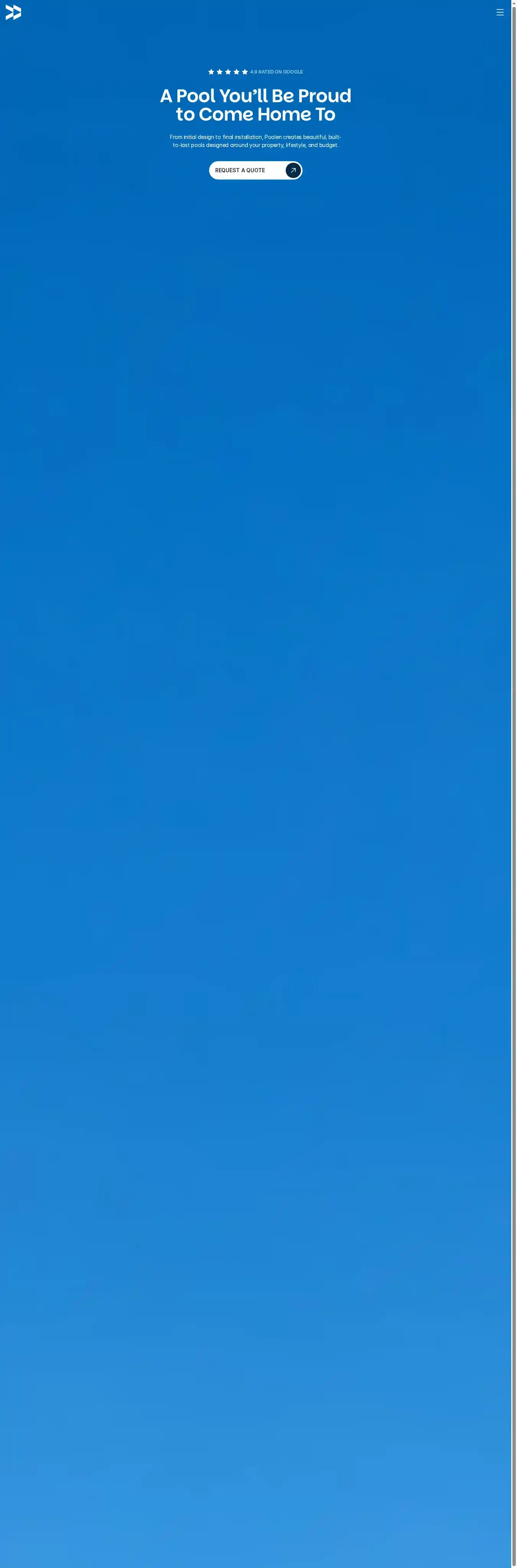 Poolen home page on desktop
