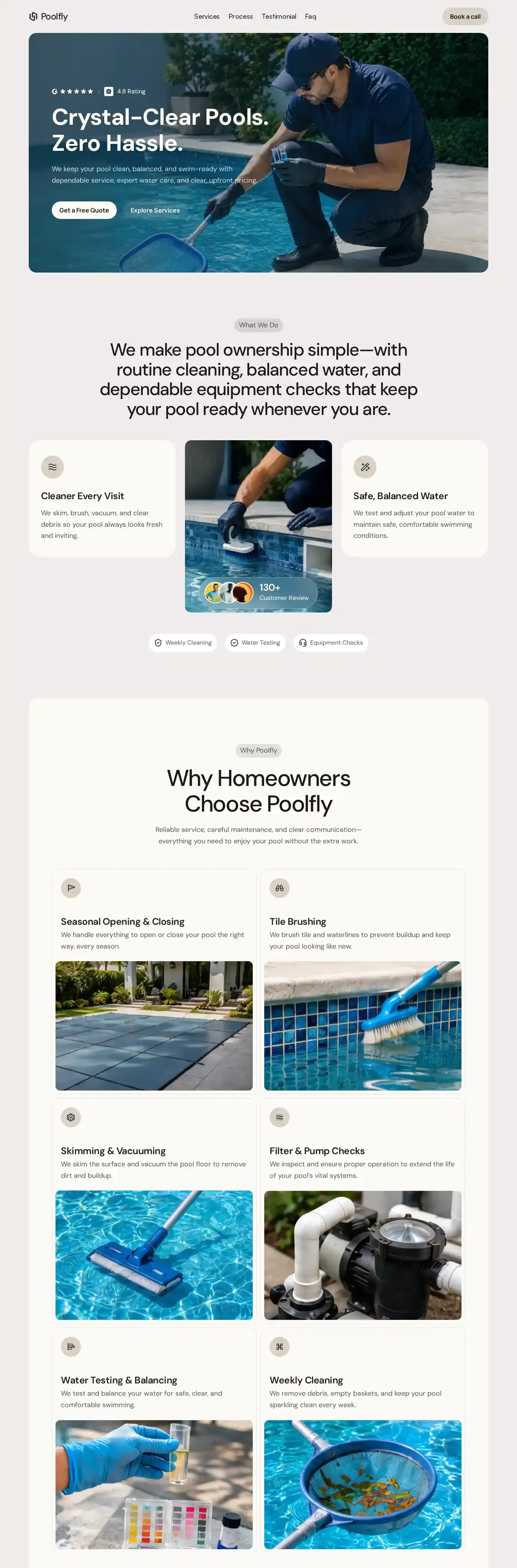 PoolFly home page on desktop