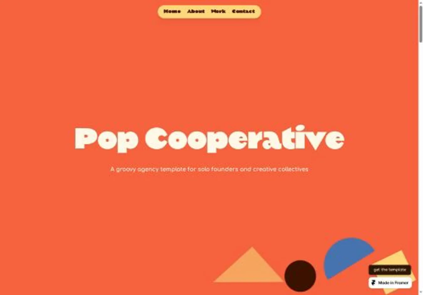 Pop Co-op home page on desktop
