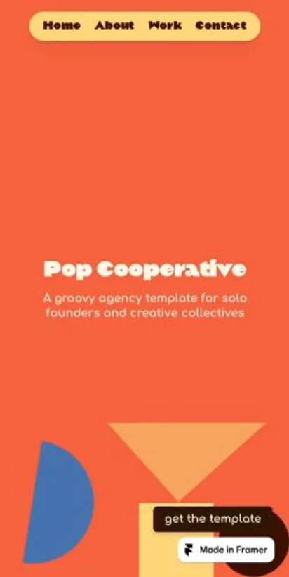 Pop Co-op home page on mobile