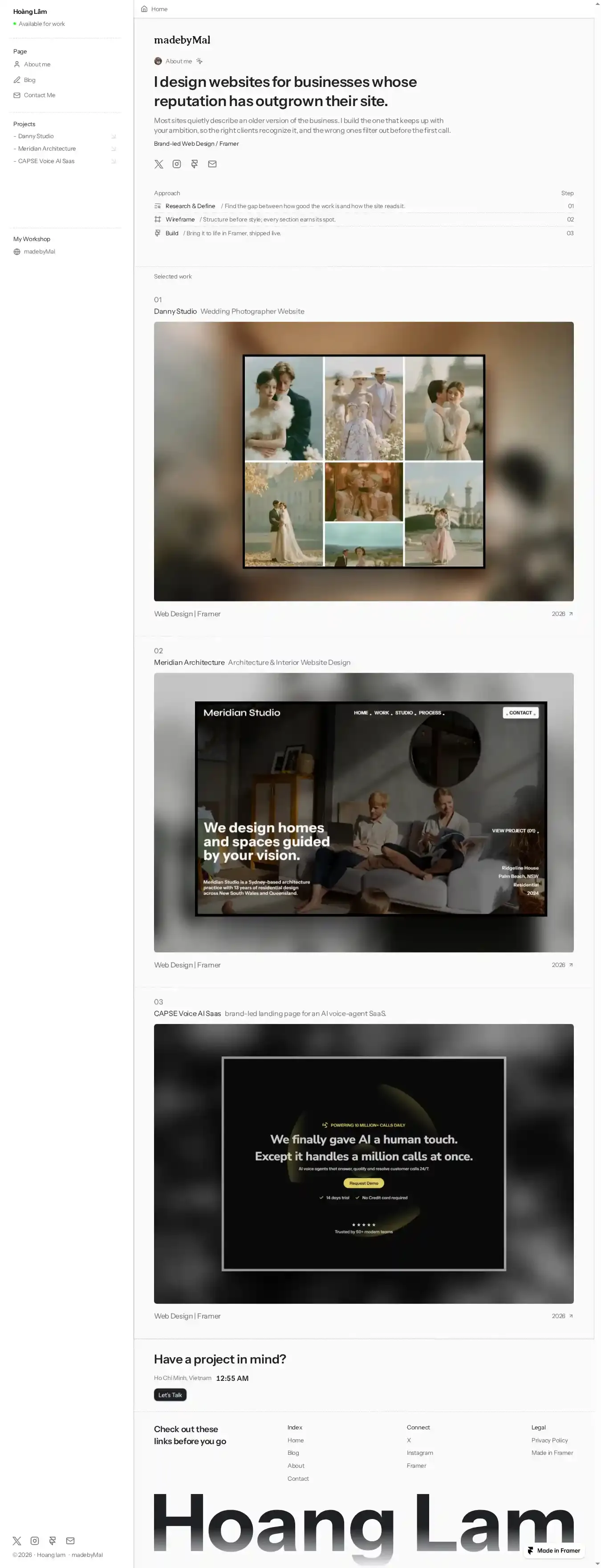 Porfolio Product home page on desktop
