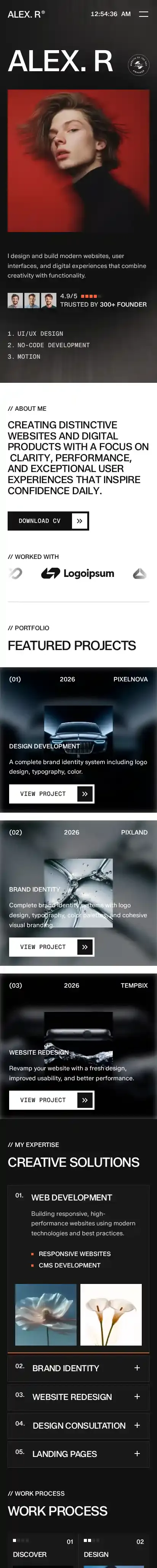 Porteo home page on mobile