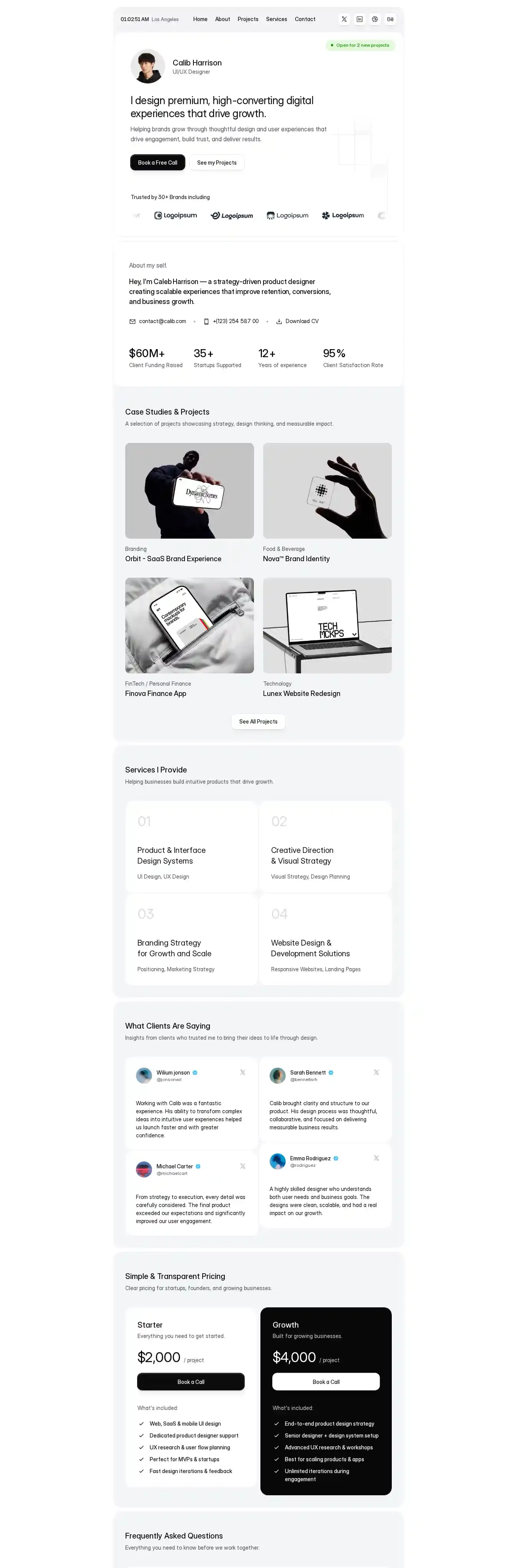 Portfolik home page on desktop