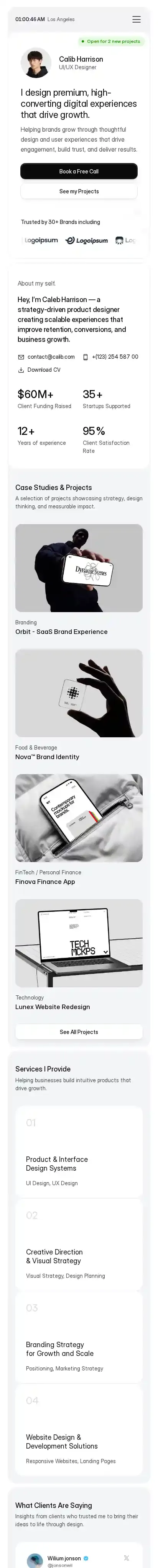 Portfolik home page on mobile