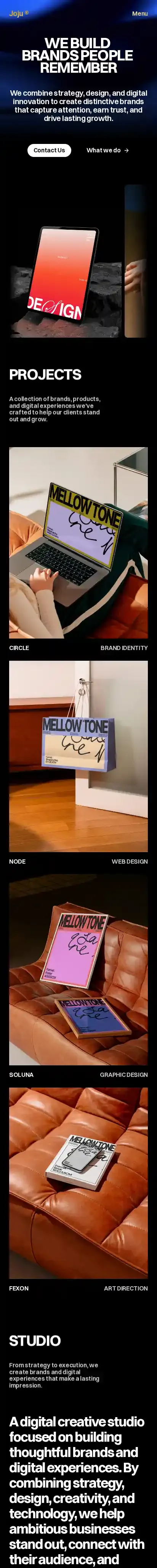 Portfoliod home page on mobile
