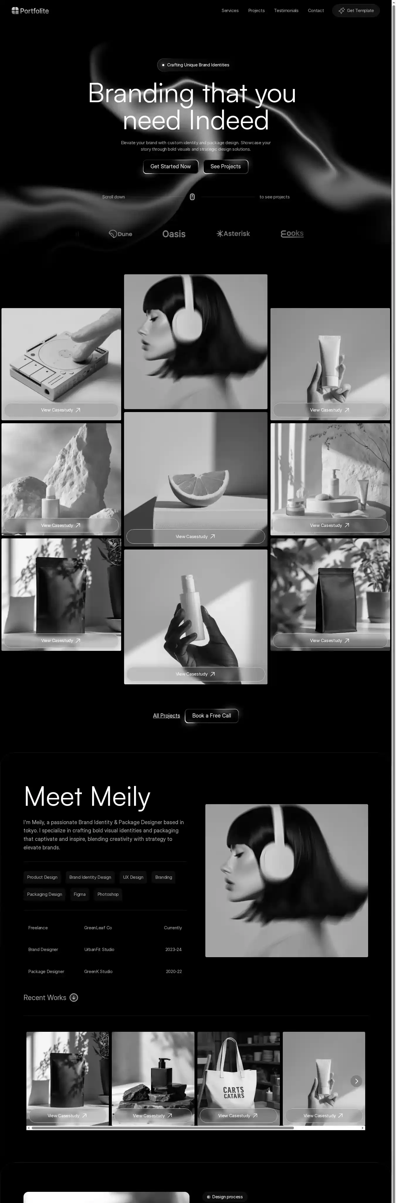 Portfolite home page on desktop