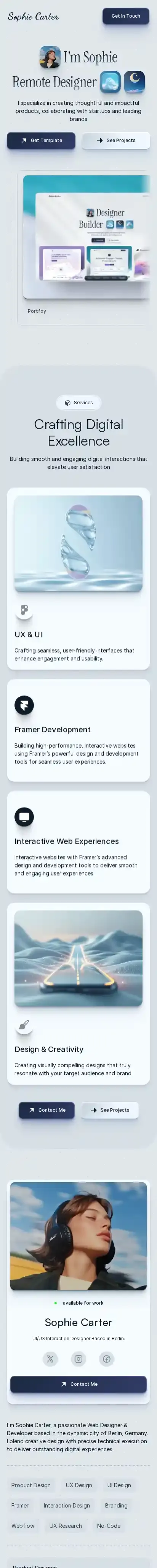 Portfoy home page on mobile