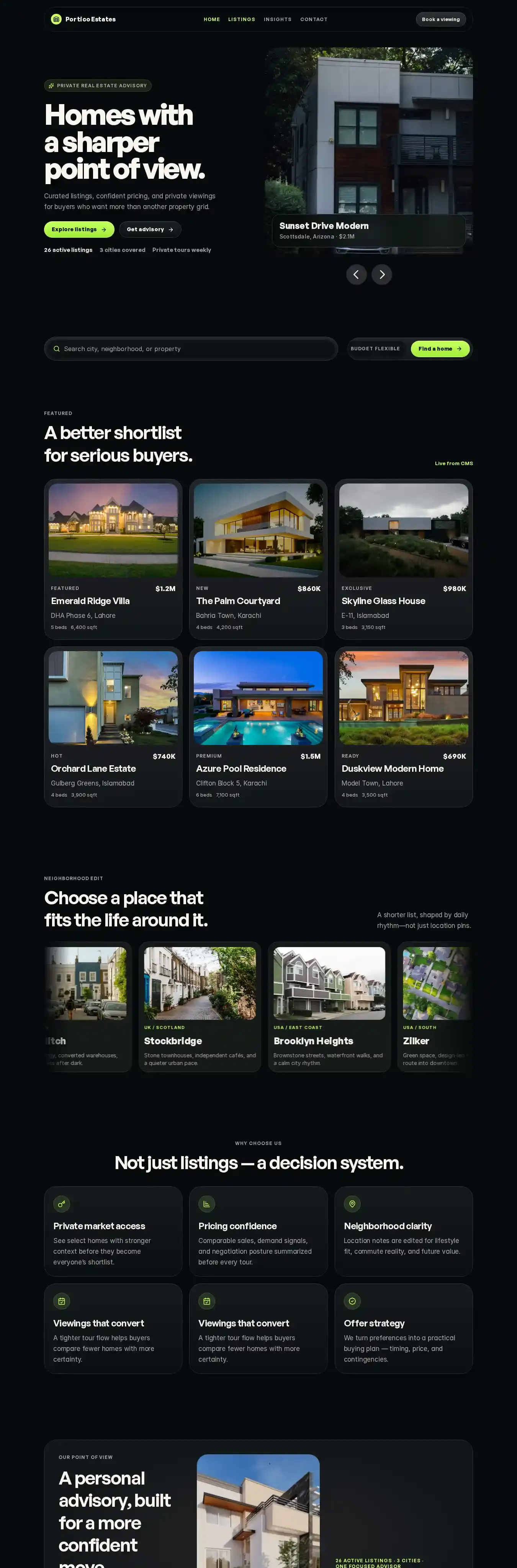 Portico home page on desktop