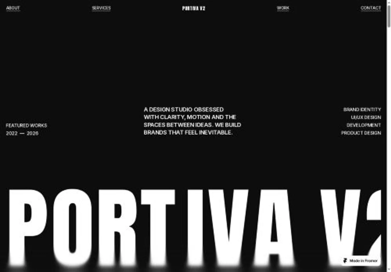 Portiva V2 home page on desktop