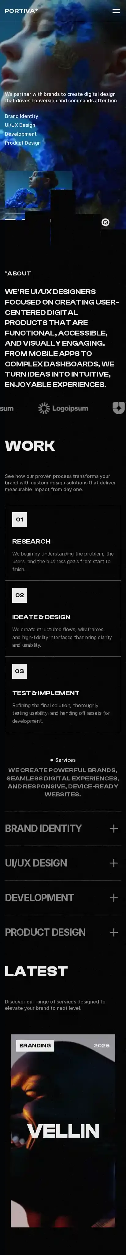 Portiva home page on mobile