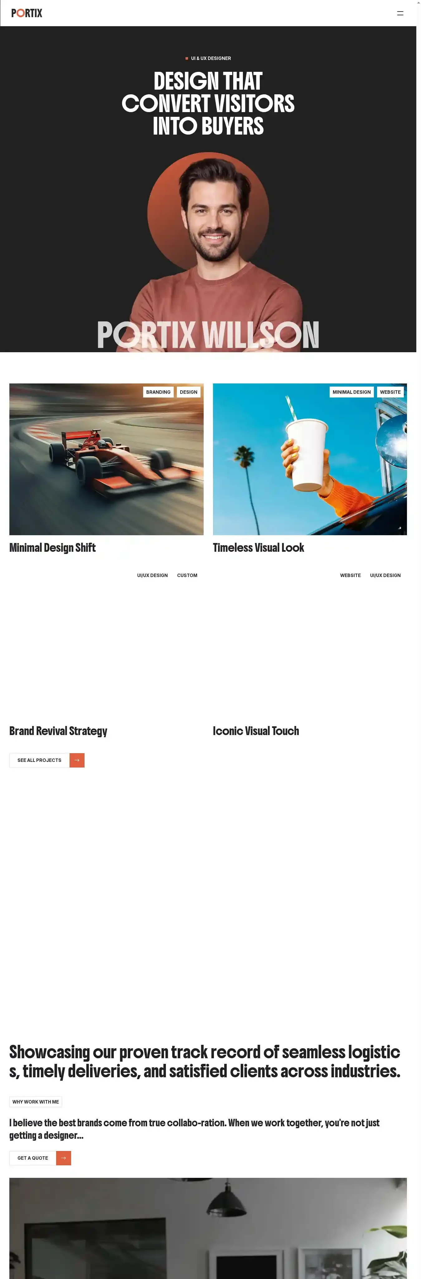 Portix home page on desktop