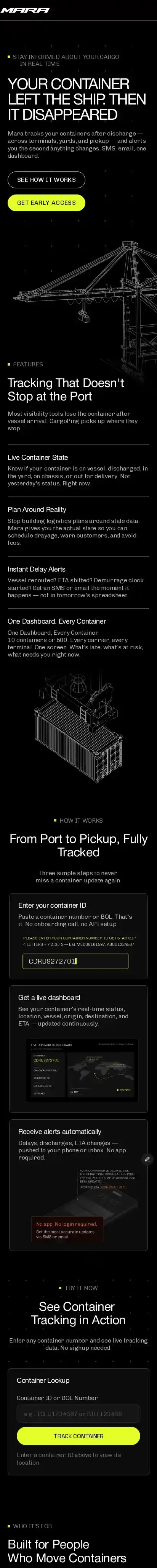 Portside home page on mobile