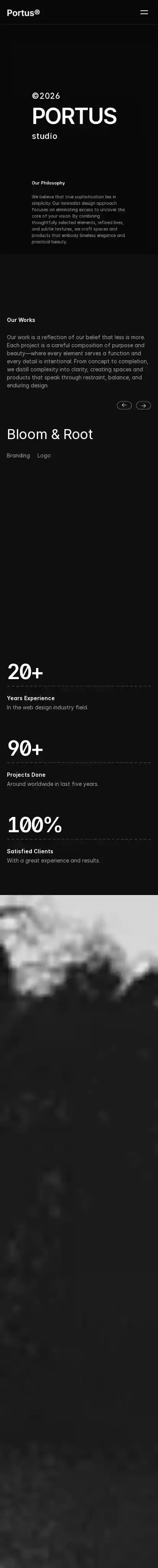 Portus Studio home page on mobile