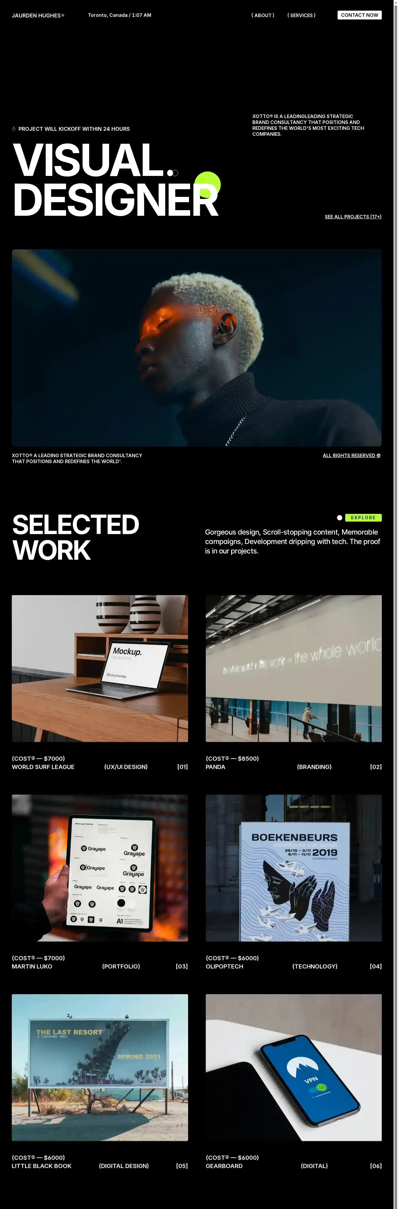 Portz home page on desktop