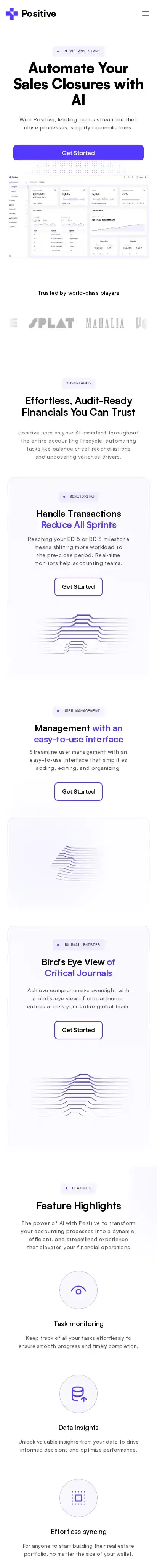 Positive home page on mobile