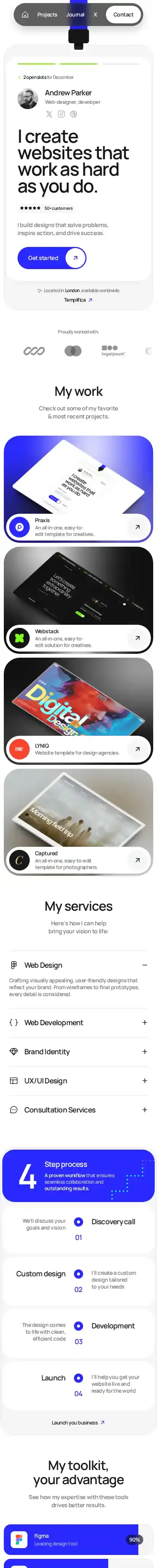 Praxis home page on mobile