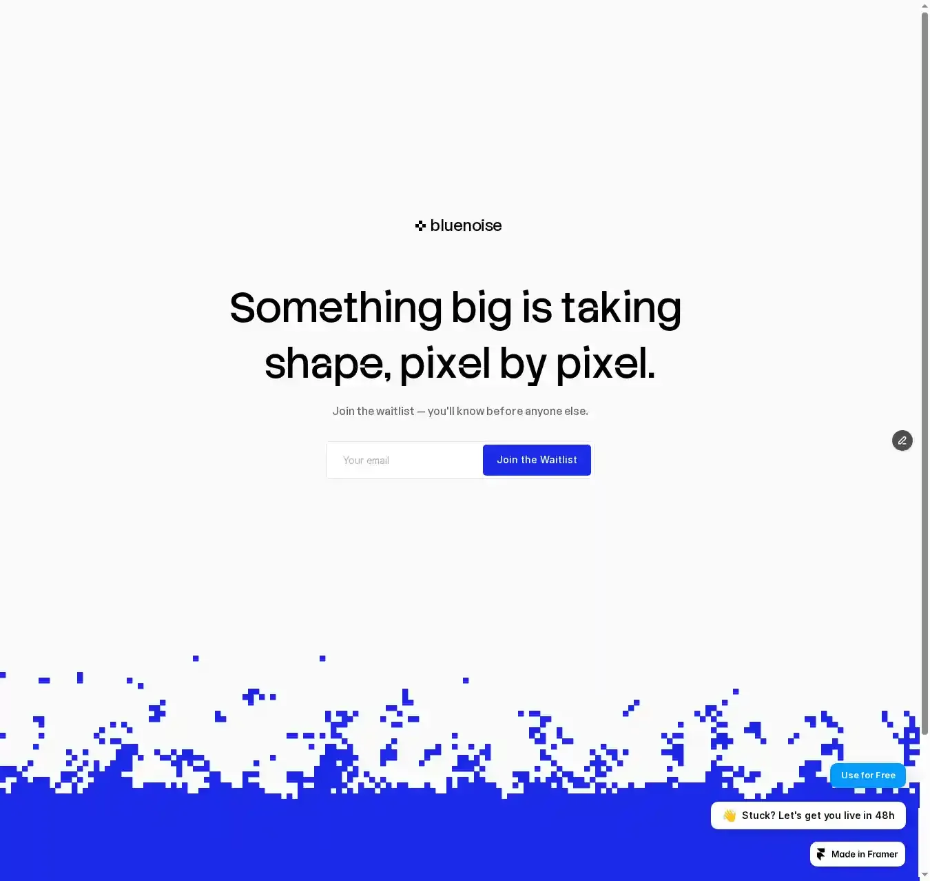 Prelaunch Waitlist home page on desktop