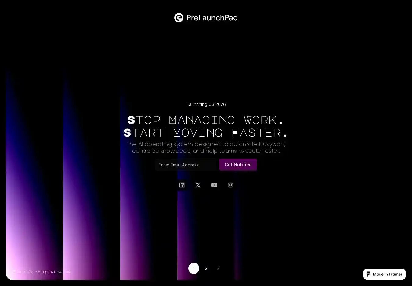 PreLaunchPad home page on desktop