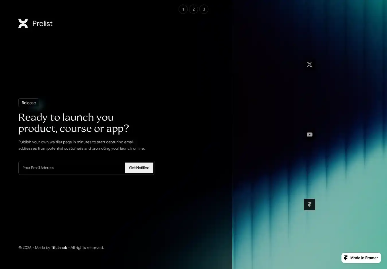 Prelist home page on desktop