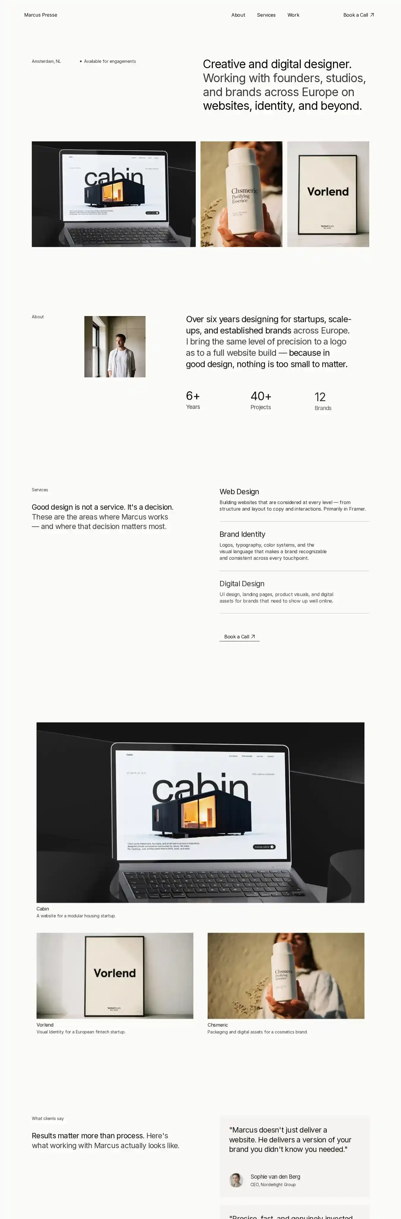 Presse home page on desktop