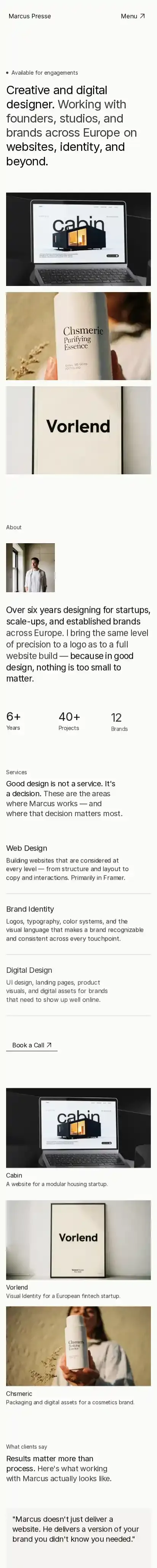 Presse home page on mobile