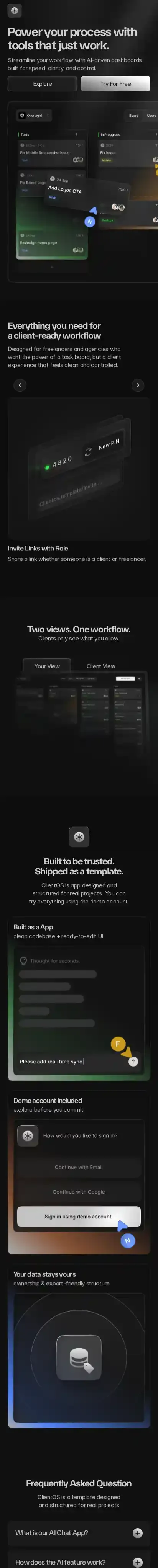 Pretty home page on mobile
