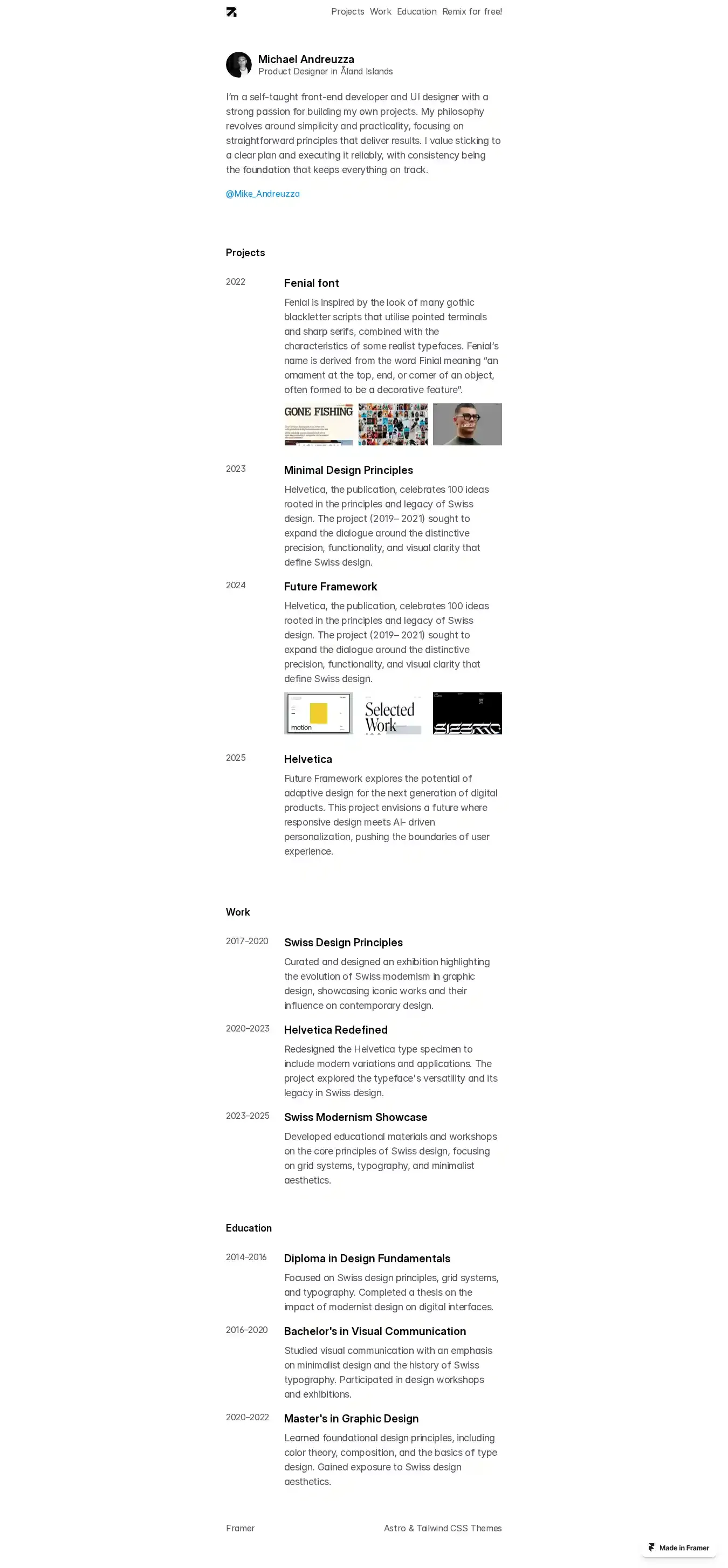 Fineliner home page on desktop