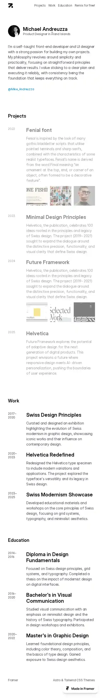 Fineliner home page on mobile