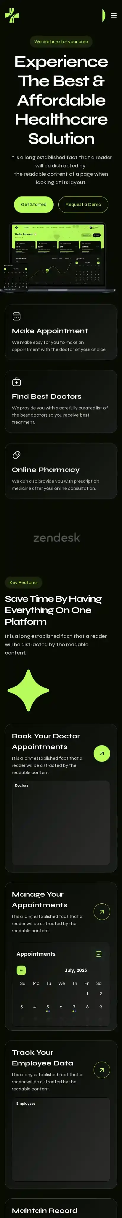 Prinstin home page on mobile