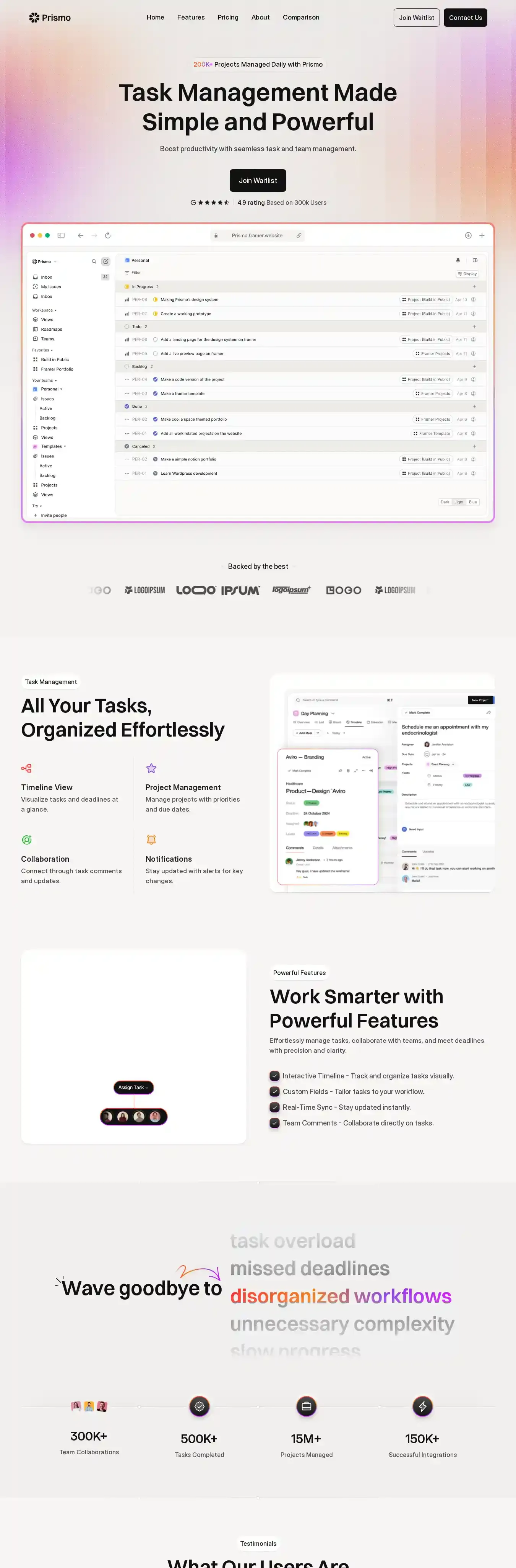 Prismo home page on desktop