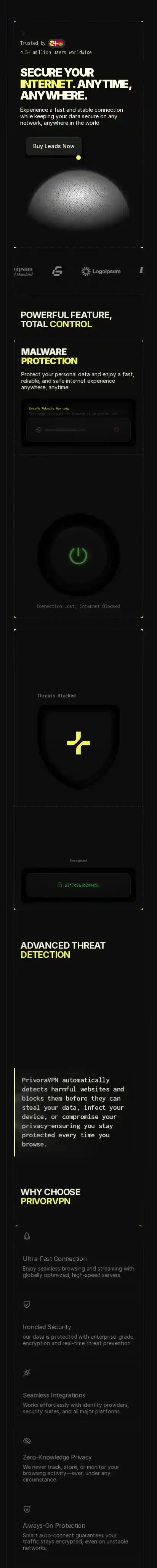 Privoravpn home page on mobile