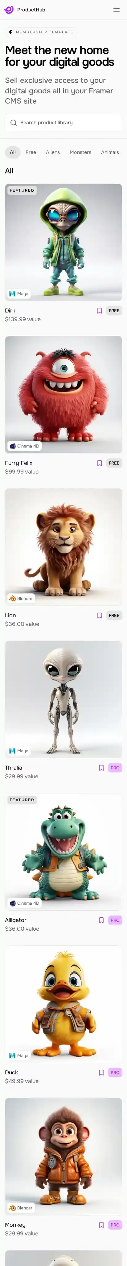 ProductHub home page on mobile