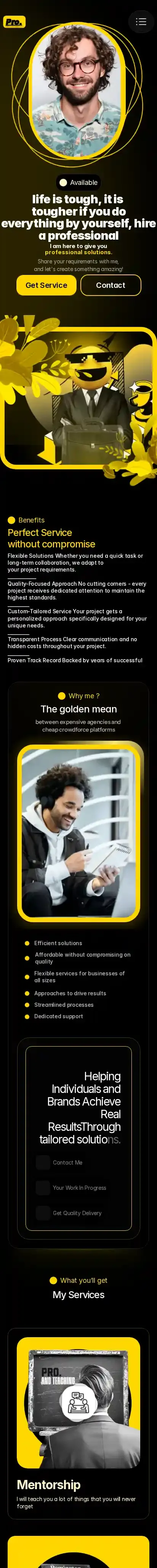 Professoinal home page on mobile