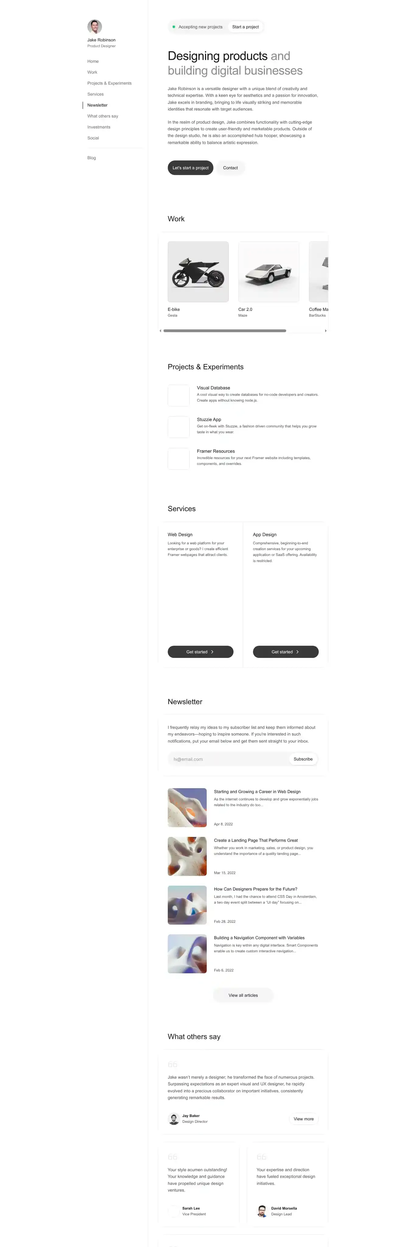 Profile Hub home page on desktop
